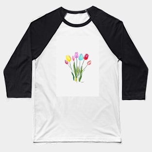Tulips Watercolor Baseball T-Shirt